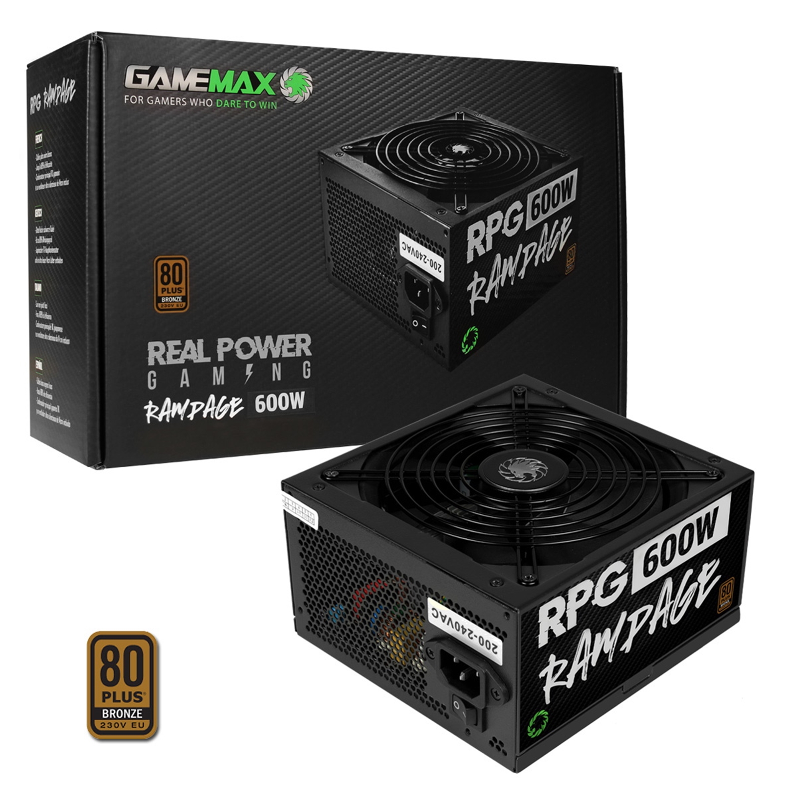 GAMEMAX 600W RPG RAMPAGE ATX 80+ BRONZE BLACK PSU