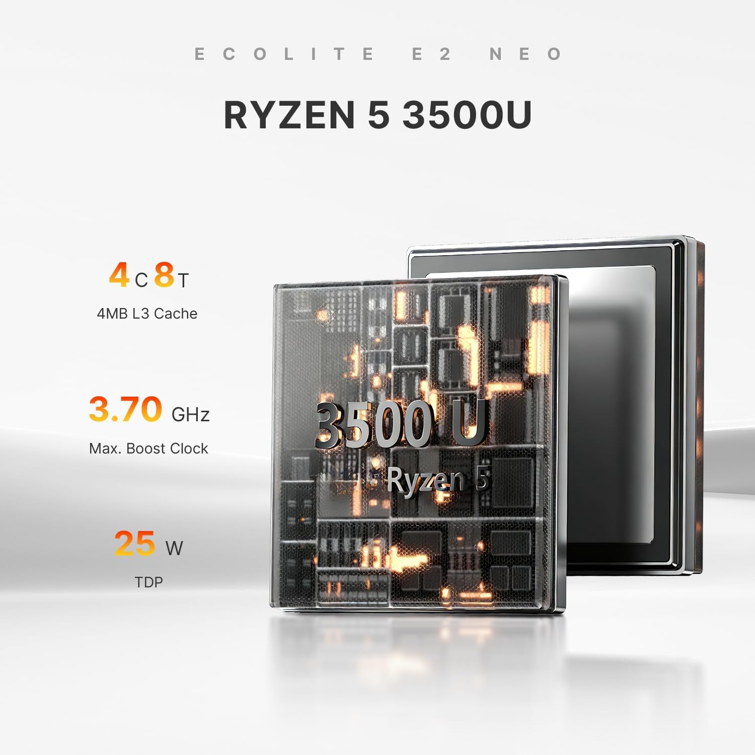 BOSGAME E2 Neo Windows 11 Pro Business Mini-PC AMD Ryzen 5 3500U, 4C 8T, bis zu 3,7 GHz, 16 GB DDR4 RAM, 512 GB SSD, 4K@60Hz Triple Display, HDMI, Type-C, USB3.2, LAN, Wi-Fi 5, Bluetooth 5.0 - Image 3